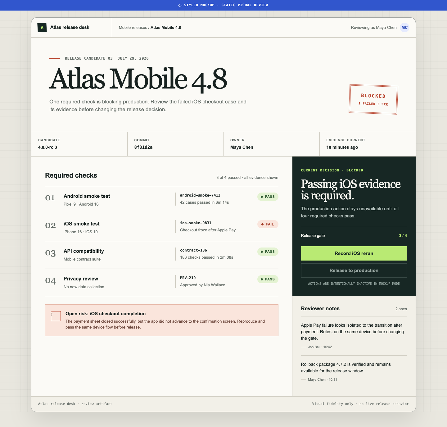 Styled release mockup