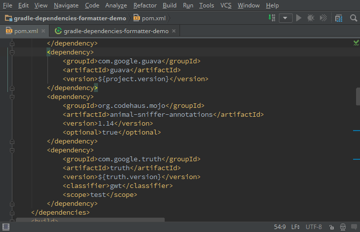 Paste a Maven dependency as a Gradle dependency