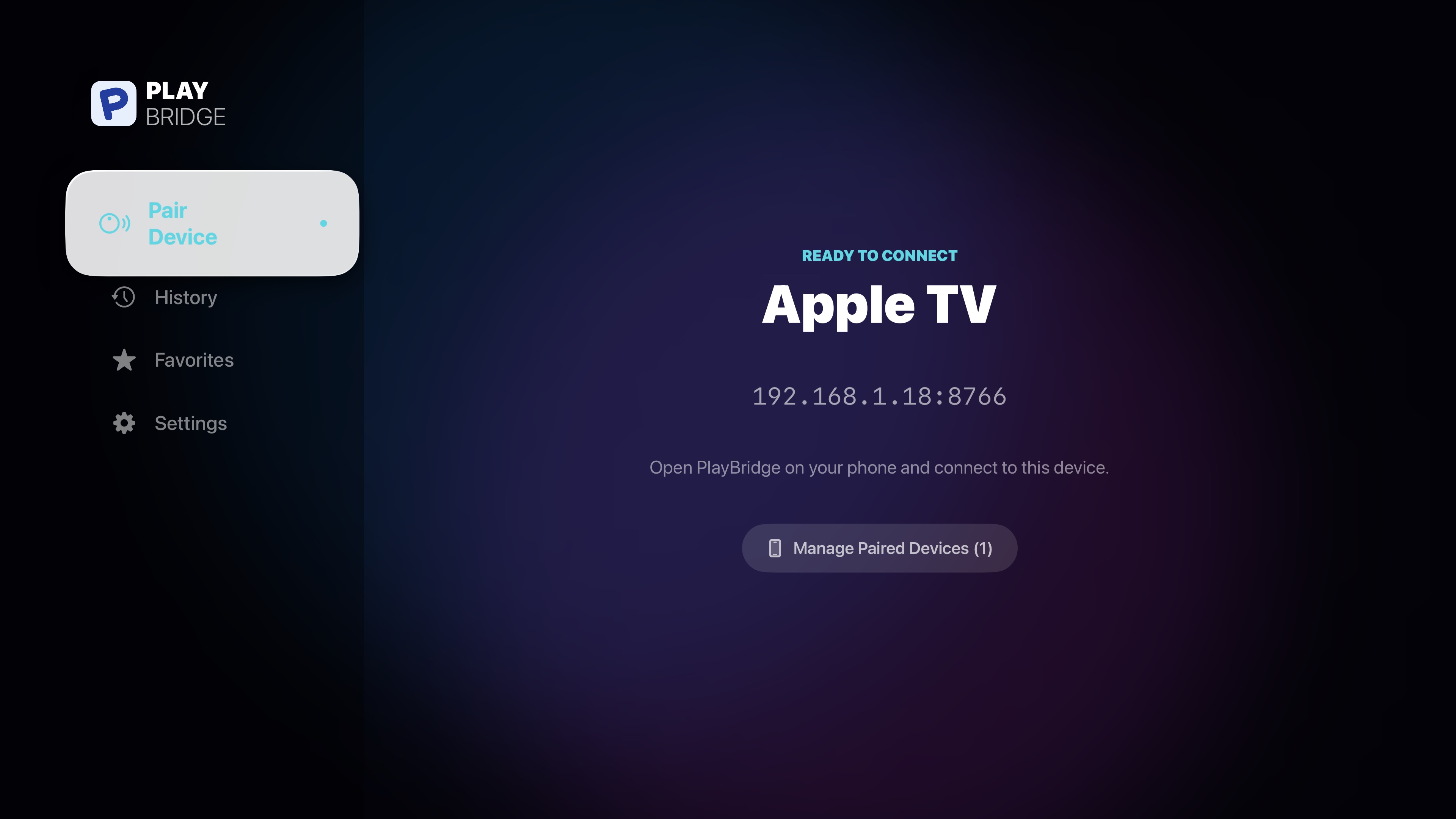 Apple TV pairing screen