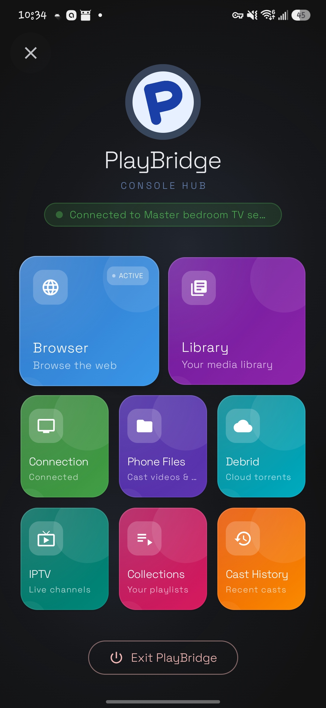 Console hub — connected to the TV