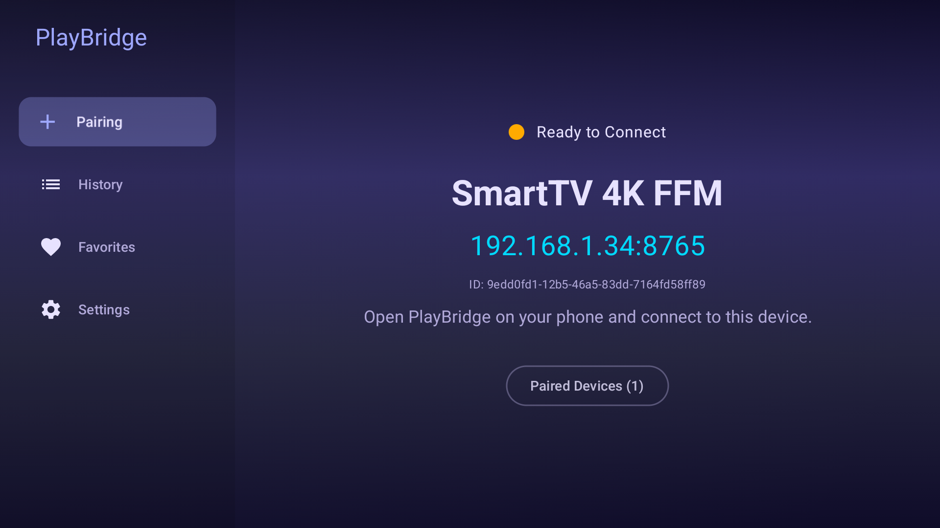 Android TV pairing screen