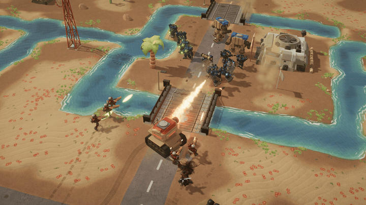Flamethrower fight on the bridge