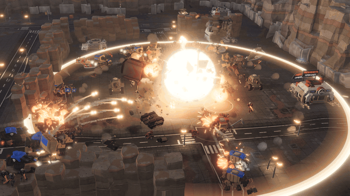The fort blows up in the Car Park level