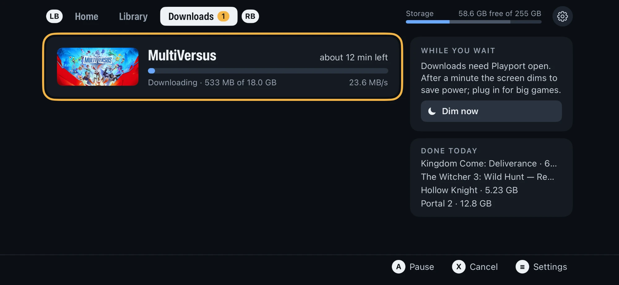 Playport's Downloads: a game downloading from Steam, free storage, the games finished today