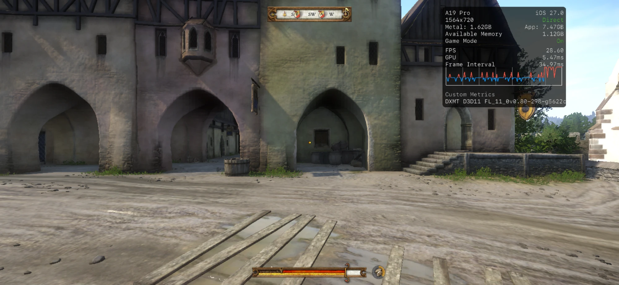PlayPort executando Kingdom Come Deliverance no iPhone