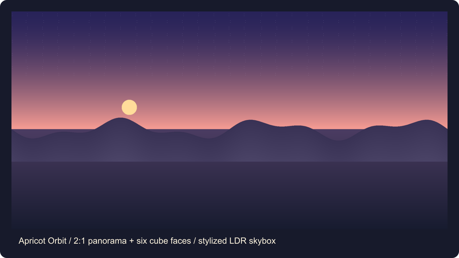 ภาพพาโนรามาฉากหลัง Apricot Orbit ท้องฟ้าสีชมพูม่วงกับภูเขาสำหรับใช้เป็นตัวอย่าง Skybox