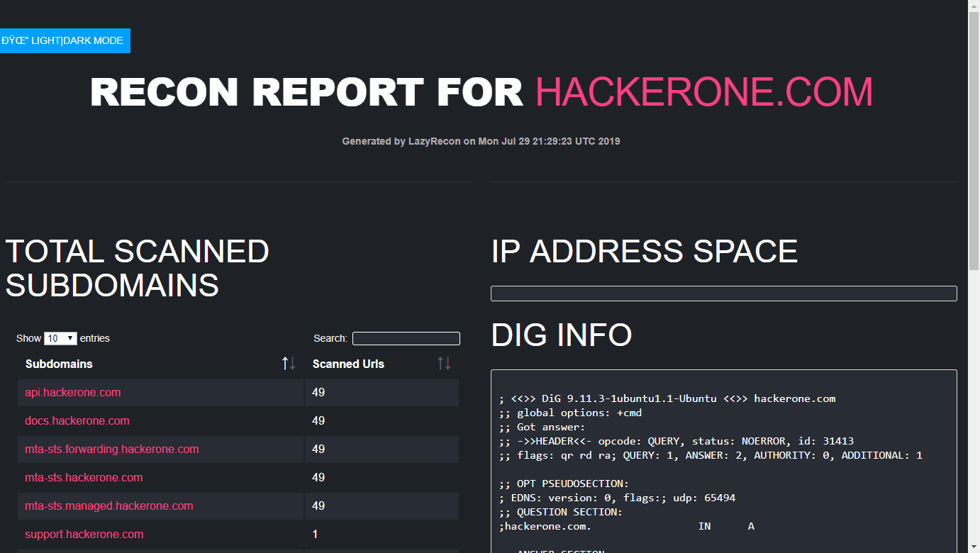 demo del report