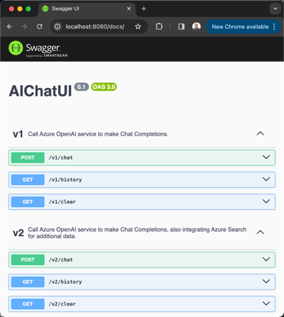 AIChatUI Swagger UI