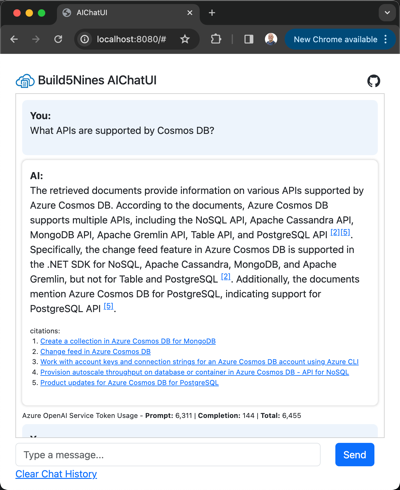 AIChatUI user interface