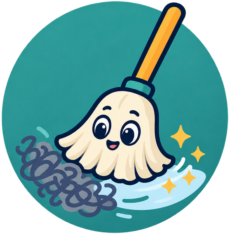 slop-mop logo: a mop sweeping up scribbles