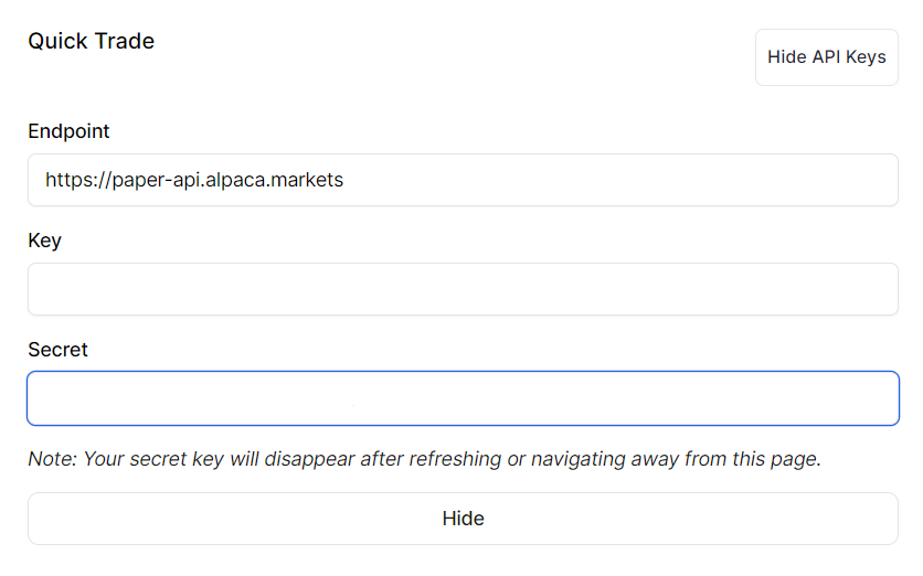Generating API Key and Secret