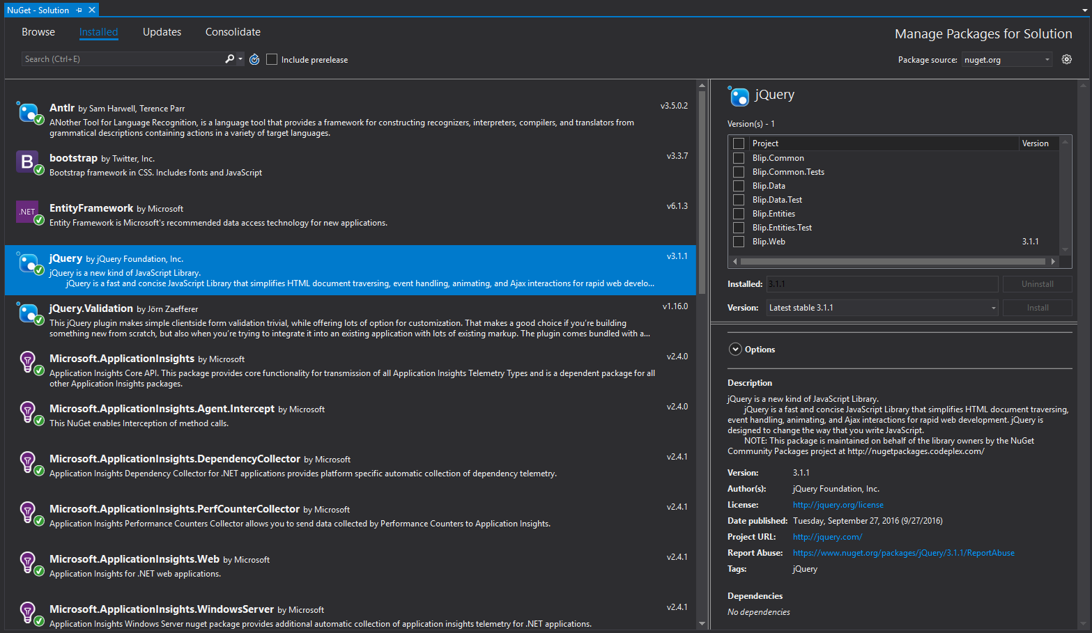 Visual Studio new ASP.NET Web Application