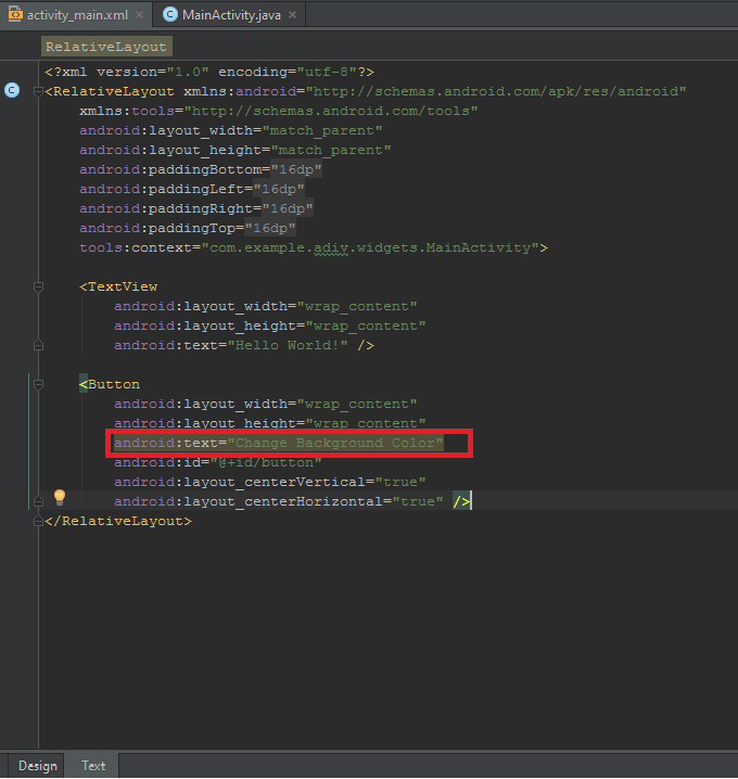 Android Studio widgets: \