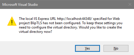 Visual Studio Virtual Directory confirmation