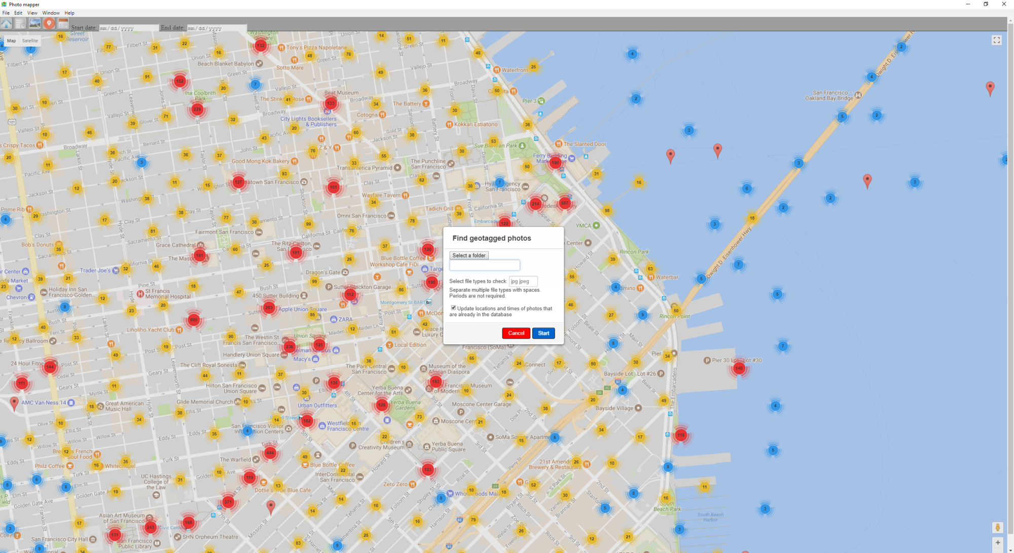 Modal to search for geotagged photos Modal to search for geotagged photos