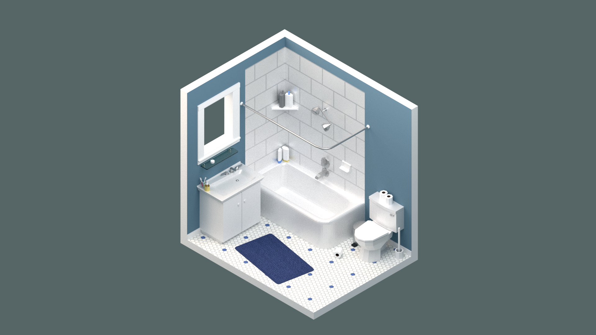 Isometric Bathroom Render