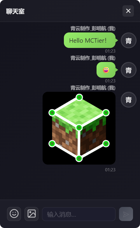 대厅 내 채팅방 인터페이스.