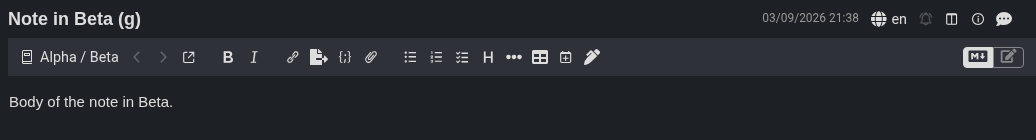 The chip as the first item of the editor toolbar, styled as a native toolbar button