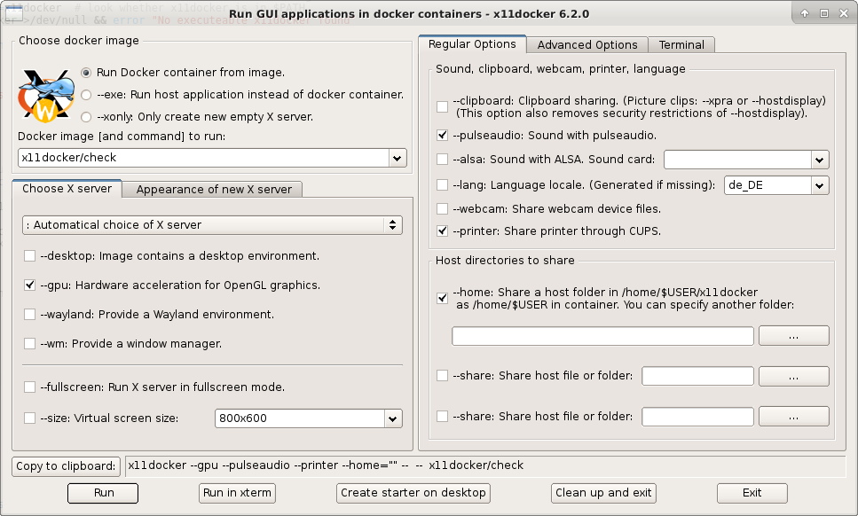 x11docker-gui screenshot