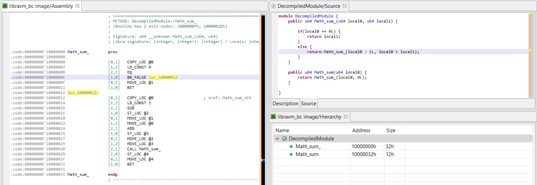 A diemvm module decompiled by JEB