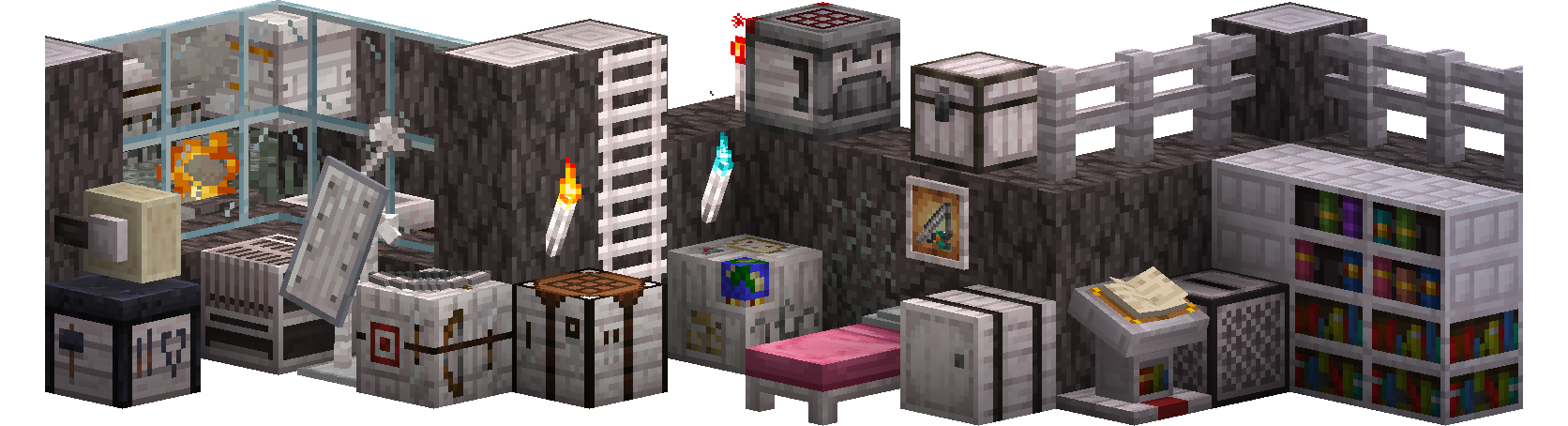 Presentation of a selection of the added Blocks and Items