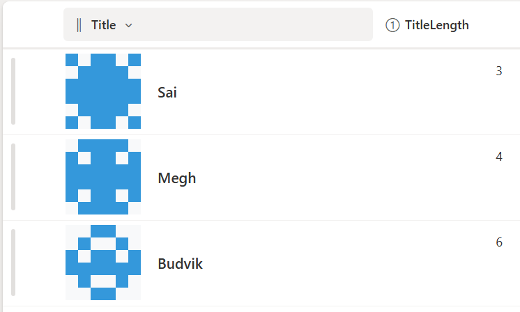 Identicon Column Formatting preview