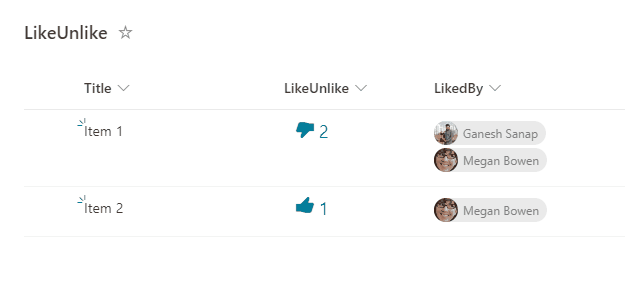 Like/Unlike List Item preview