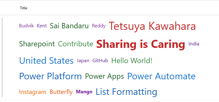 Word Cloud Column Formatting preview
