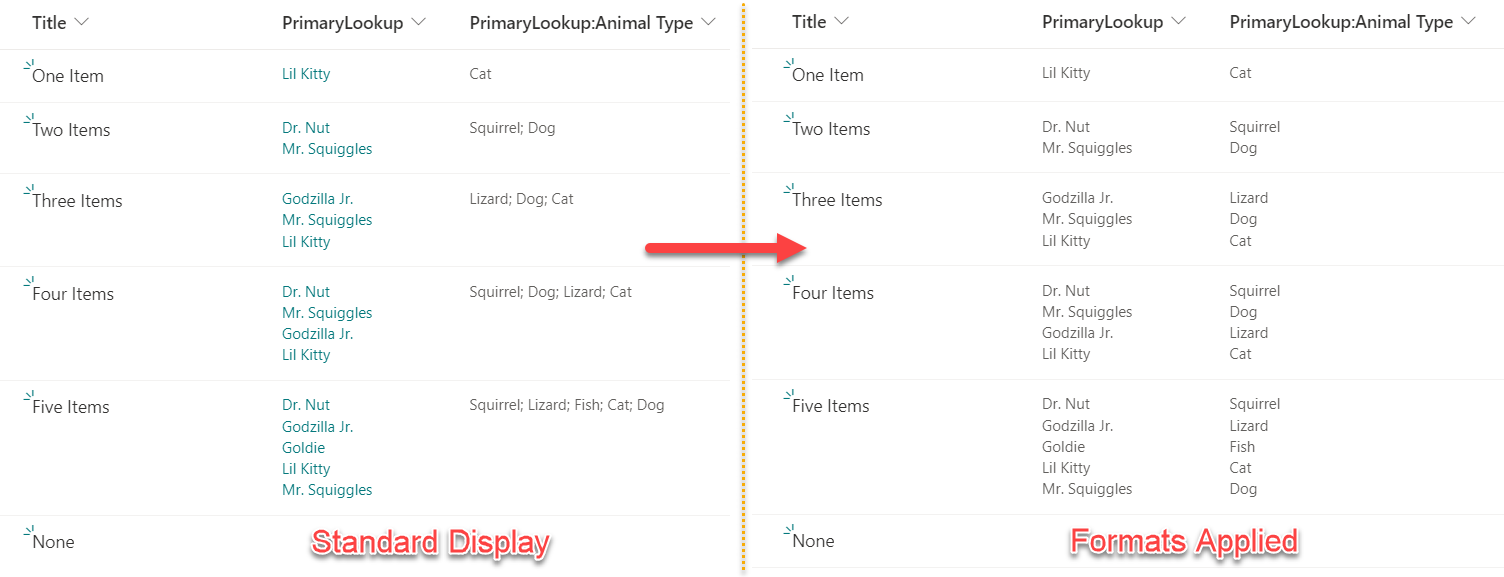 Multi-lookup fields and projected fields preview