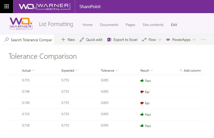 Tolerance Comparison preview