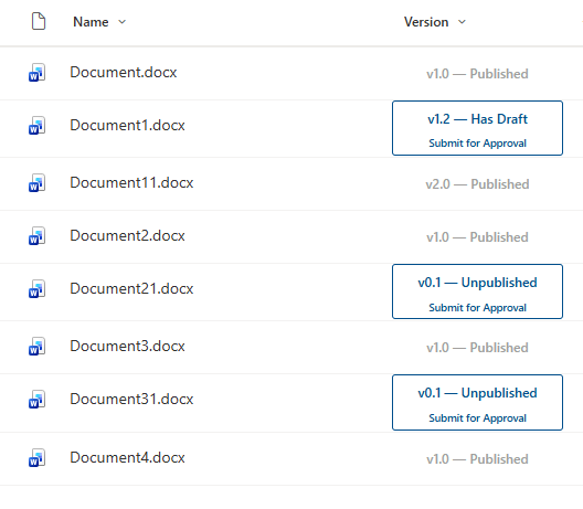 Version Status and Approval Flow Button preview