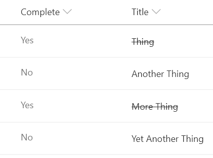 Strikethrough on Completion preview