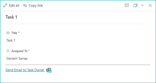 Send Email to Task owner preview