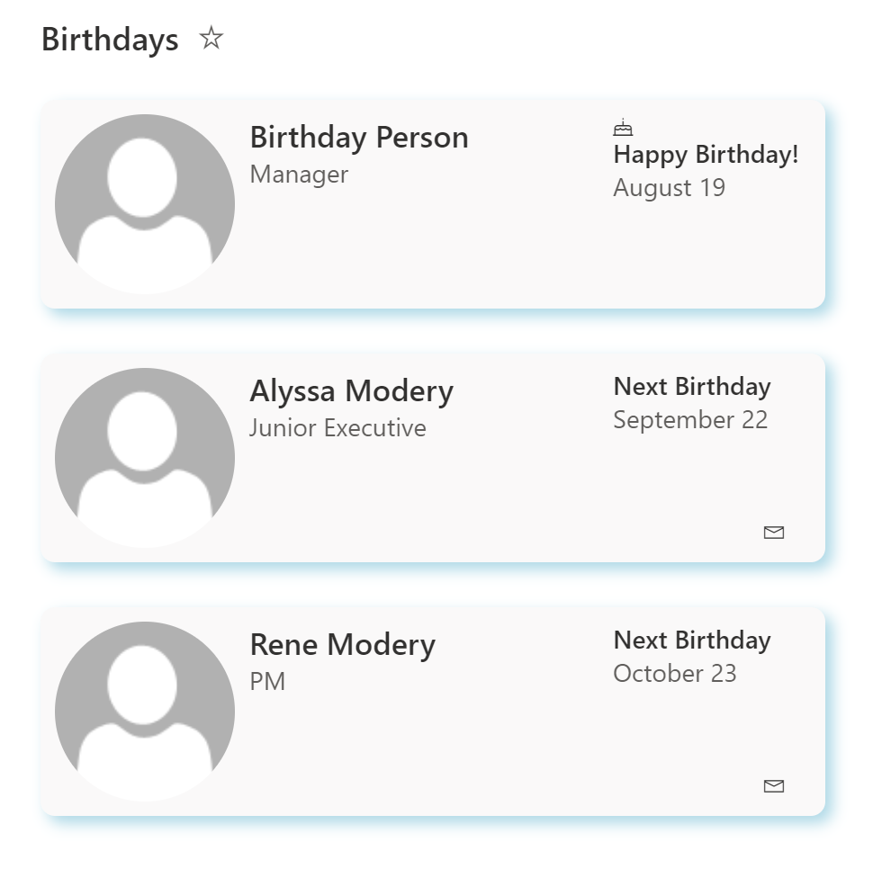 Birthdays preview