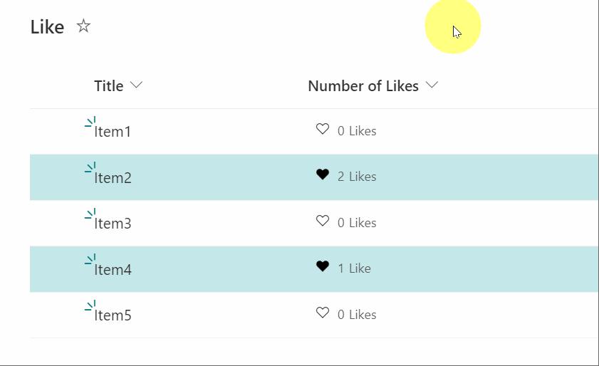 Current User Liked Row Class preview