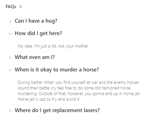 Grouped FAQs preview