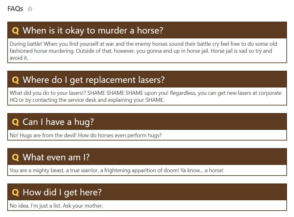 FAQs preview