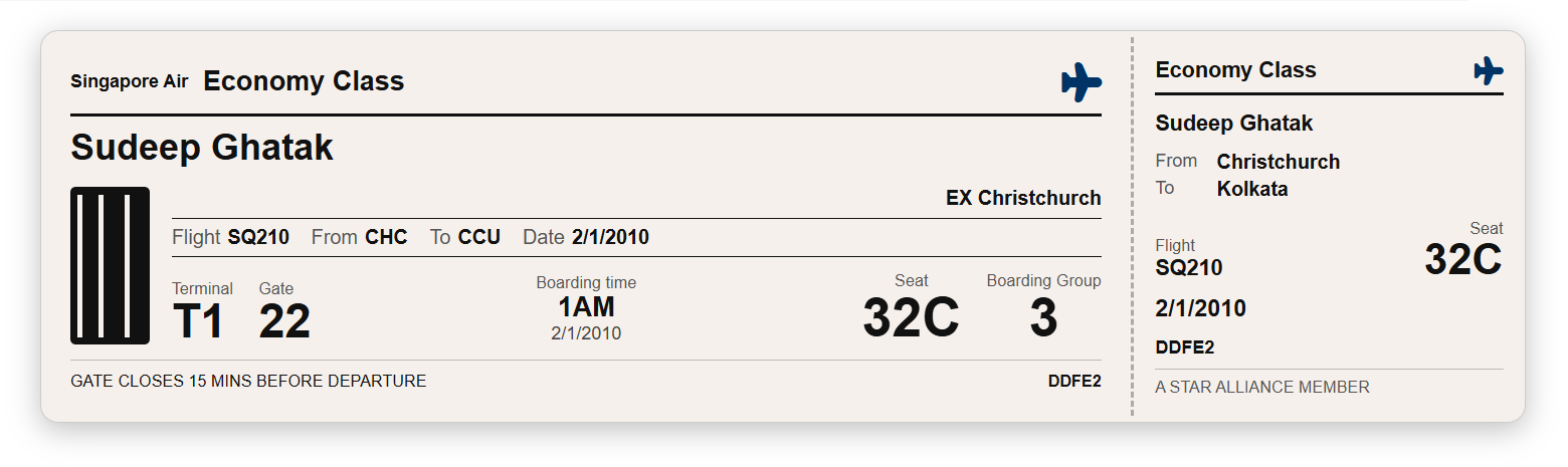 Flight Boarding Card preview