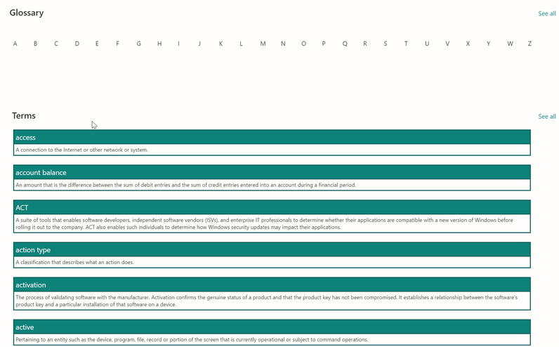 Glossary View Formatters preview