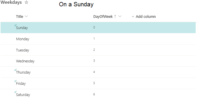 Highlight rows on current day of the week preview