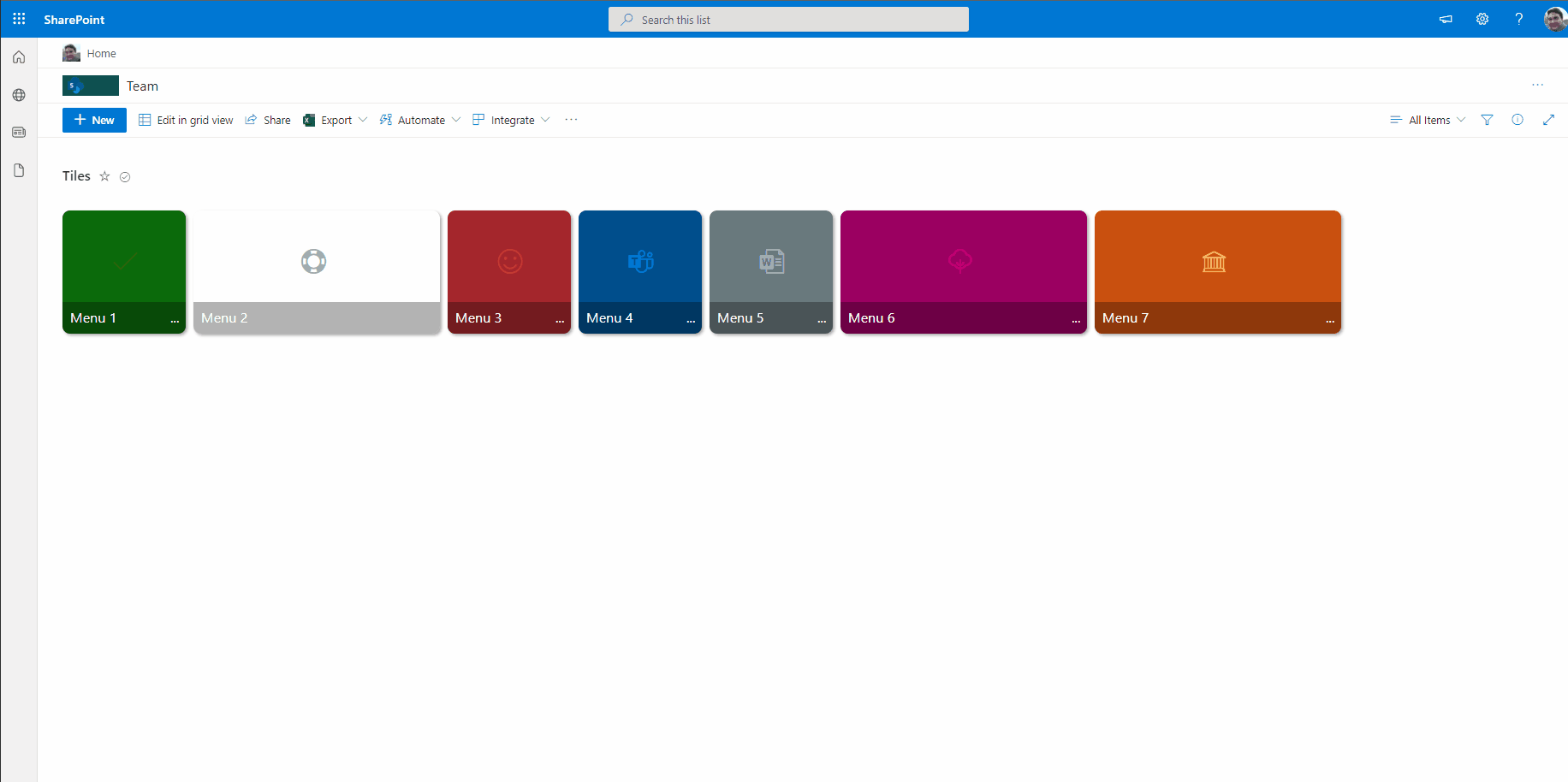 Menu Link Tiles preview