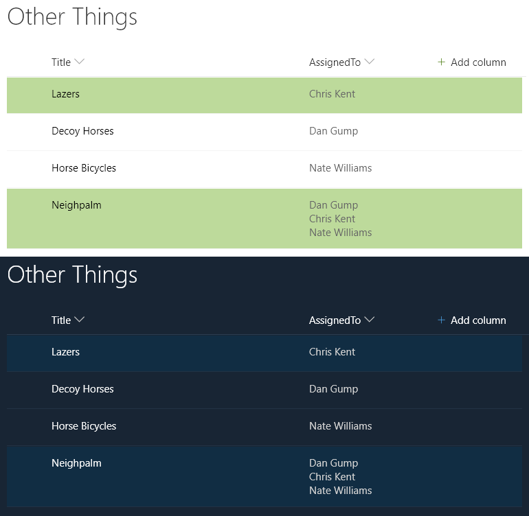 Current User's Rows (Using a Multi-Person Column) preview