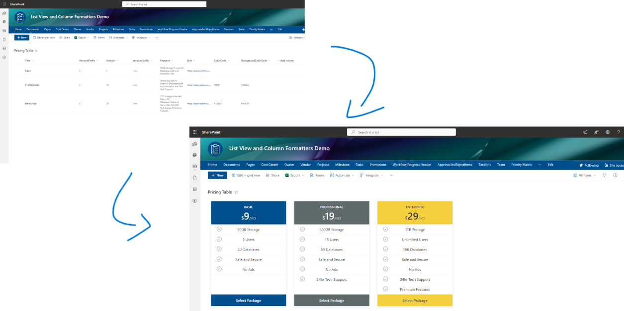 Pricing Table preview