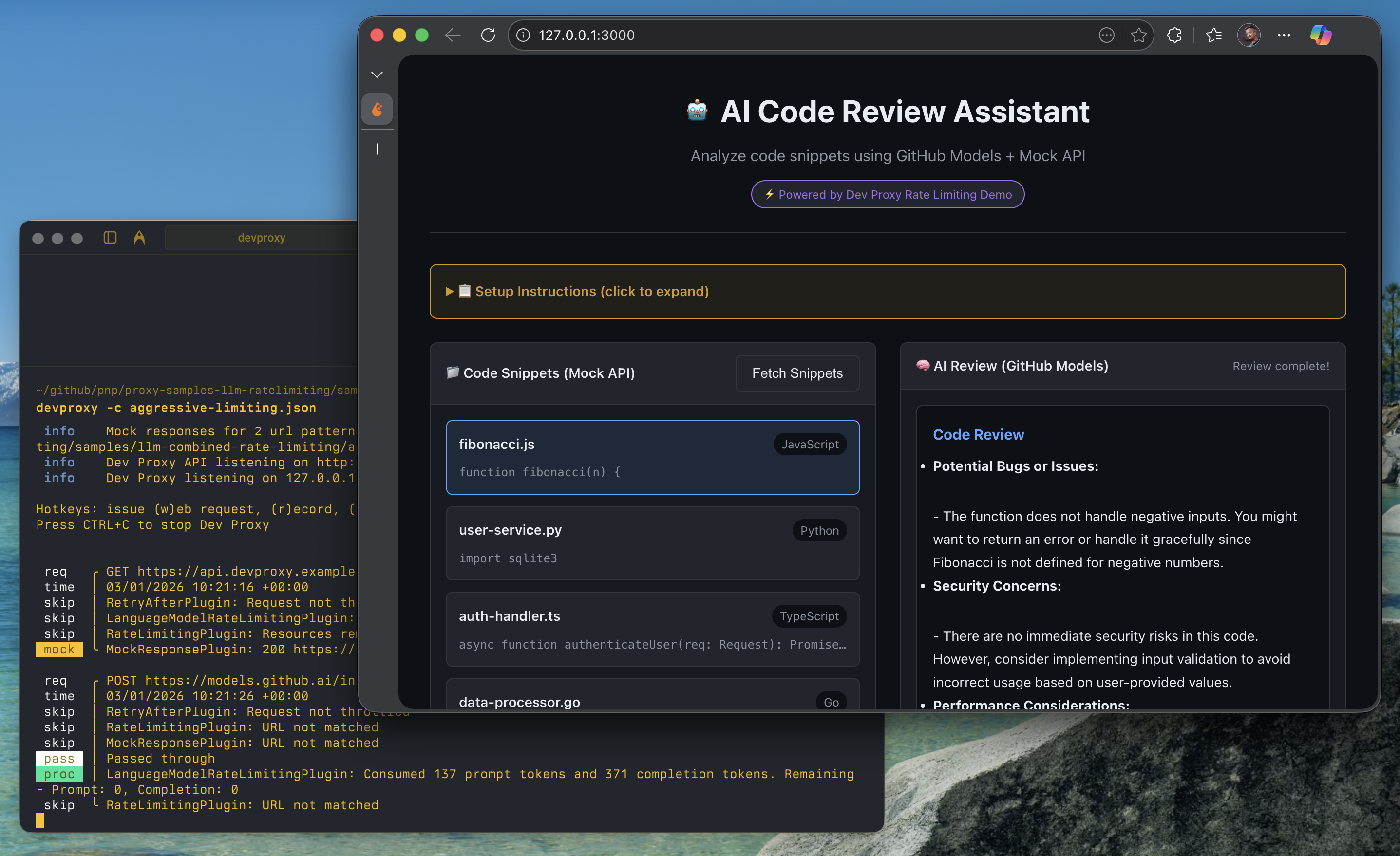 Demo app showing successful AI code review