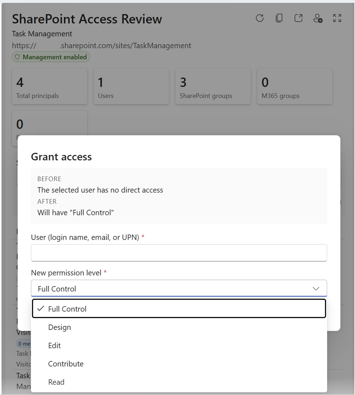 Grant screenshot
