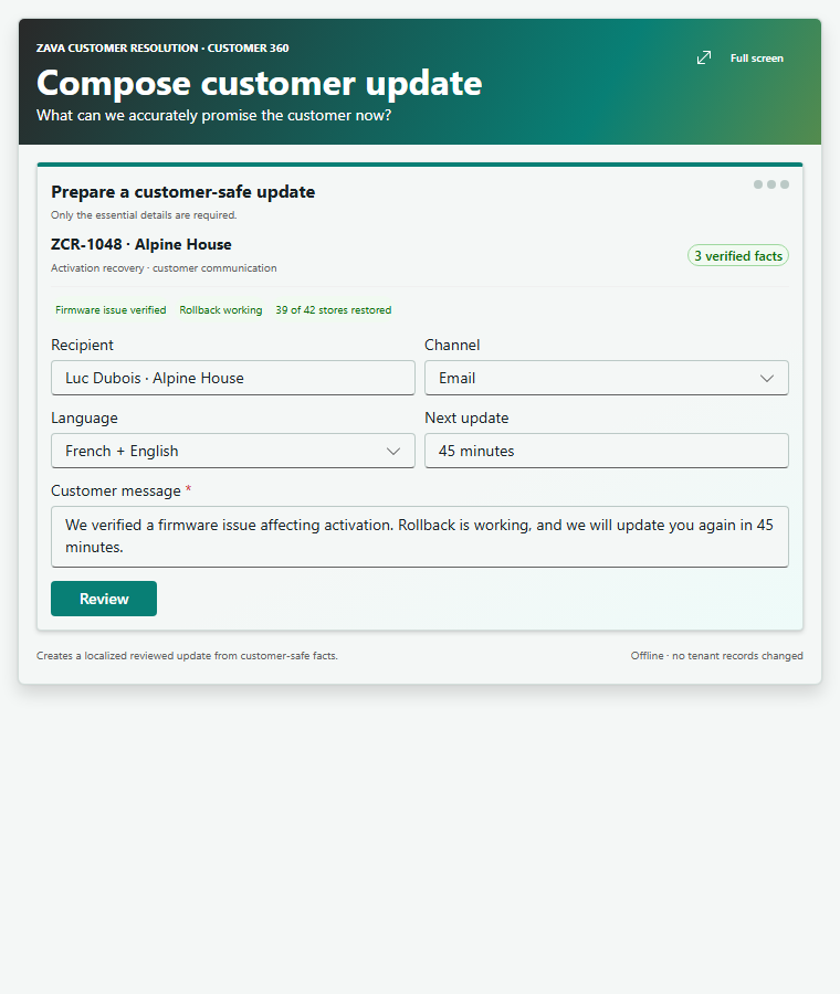 Compose customer update