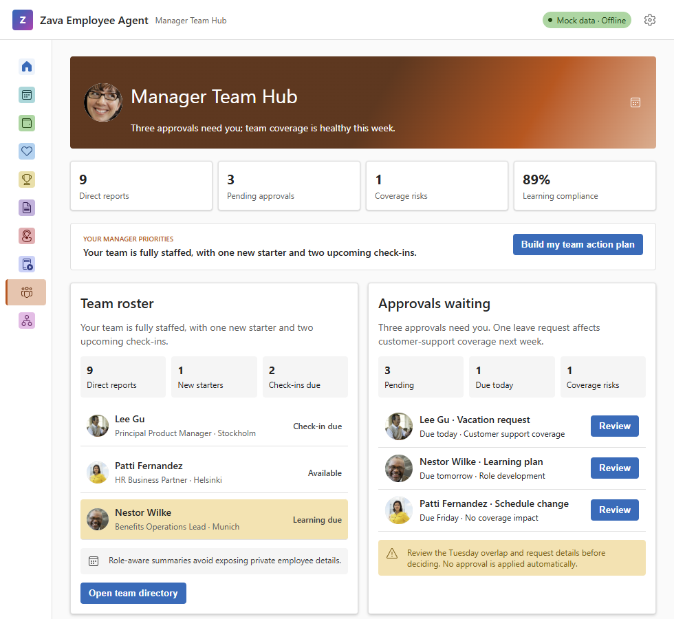 Full-screen Manager Team Hub