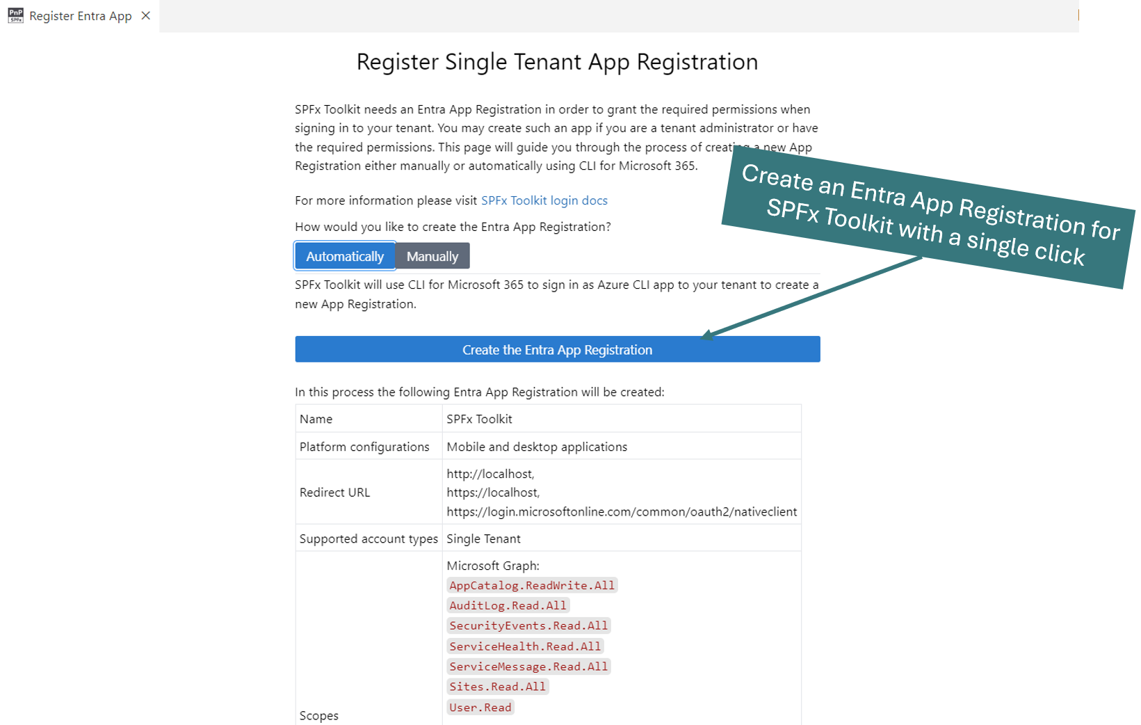 entra app reg form