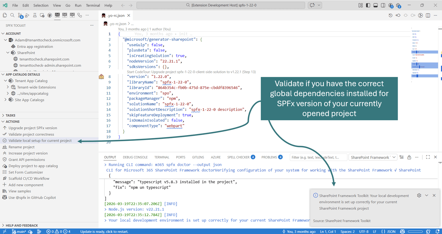 Validate local setup for current project