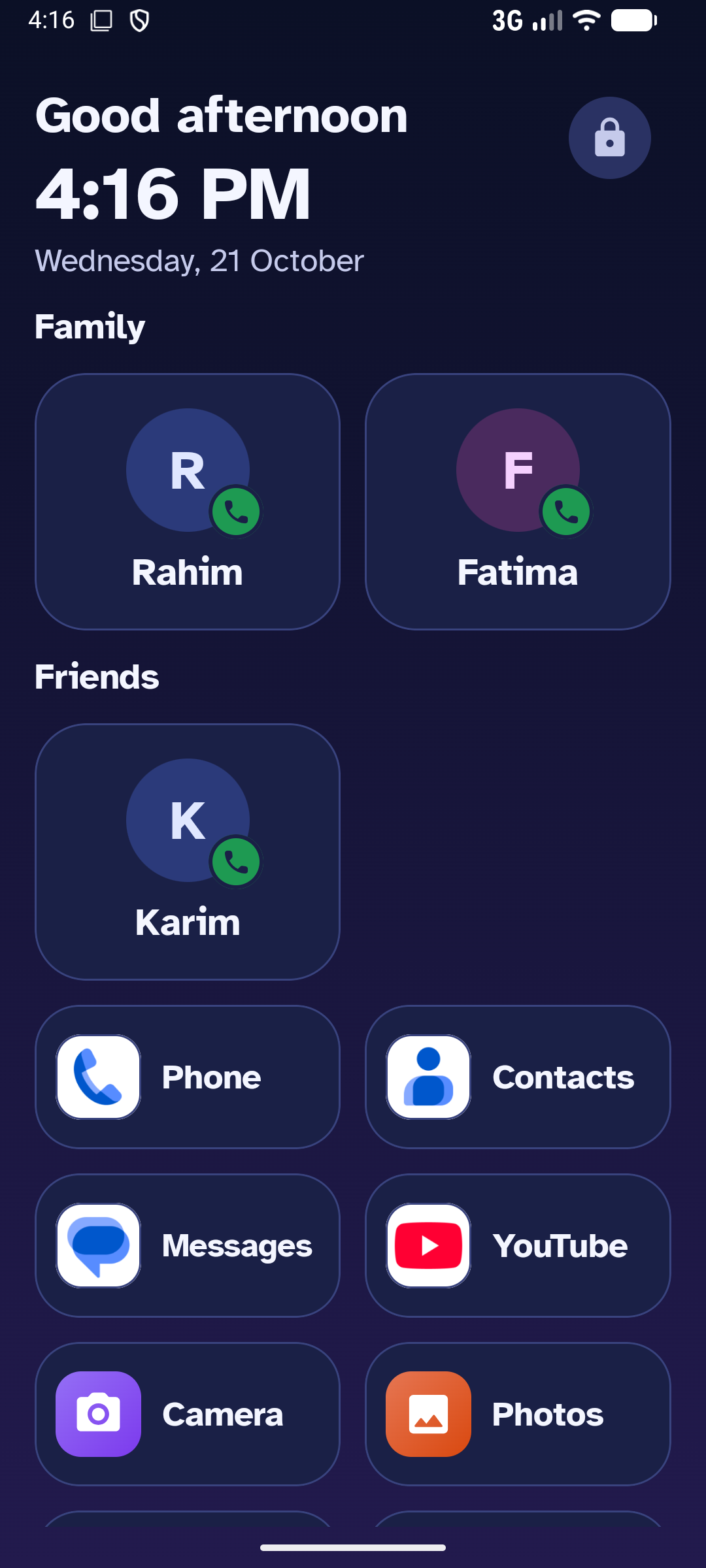 Home screen, Midnight theme